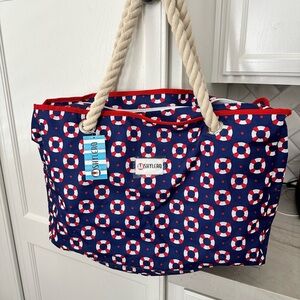 Brand New Shylero Navy Nautical Tote with Rope Handles